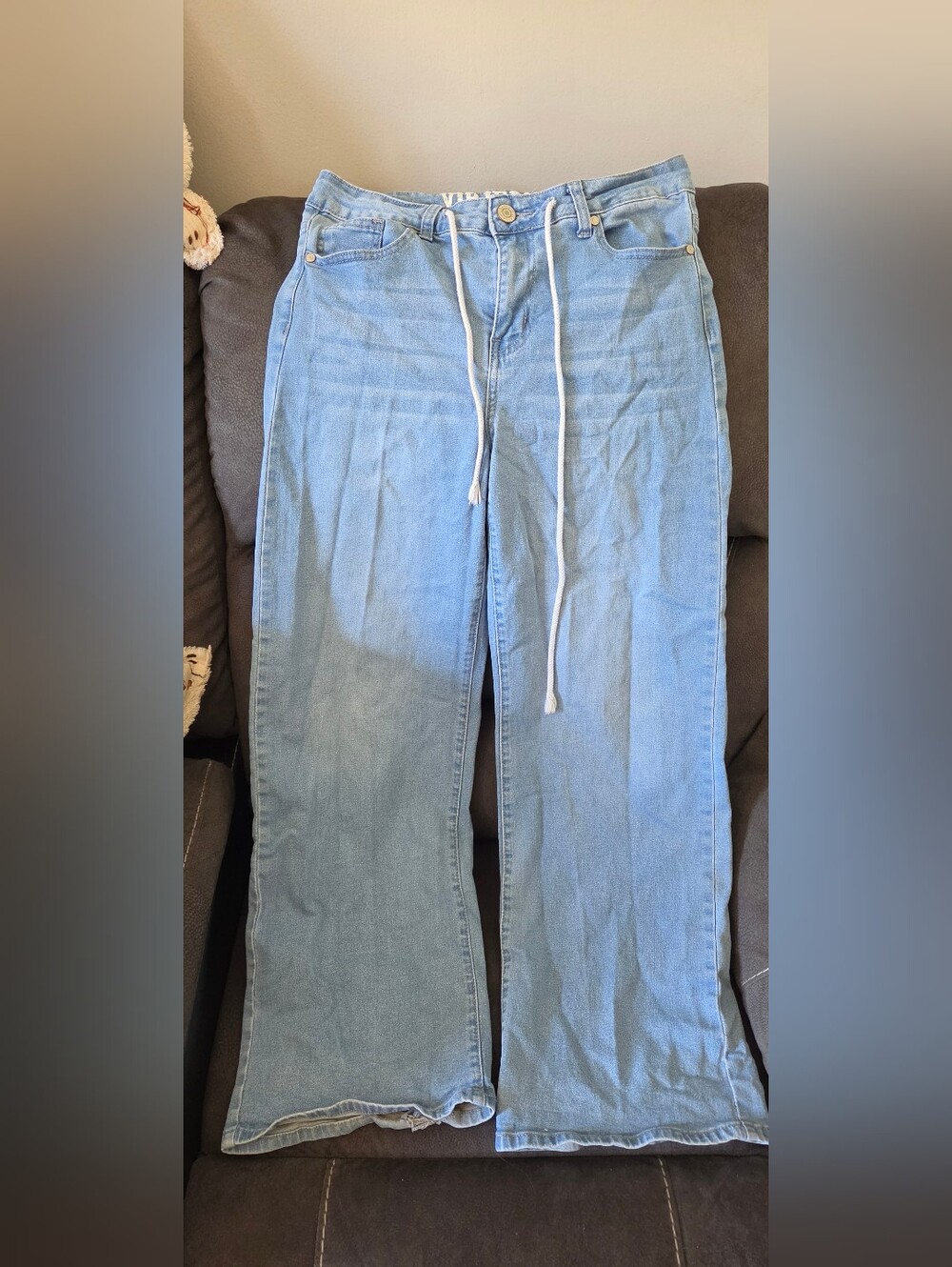 VIP Light Blue Drawstring Wide-Leg Jeans